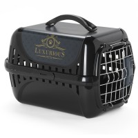 Переноска для кішок Moderna Trendy Runner Luxurious Pets, з металевими дверцятами та замком, 49,4см х 32,2см х 30,4см, чорна